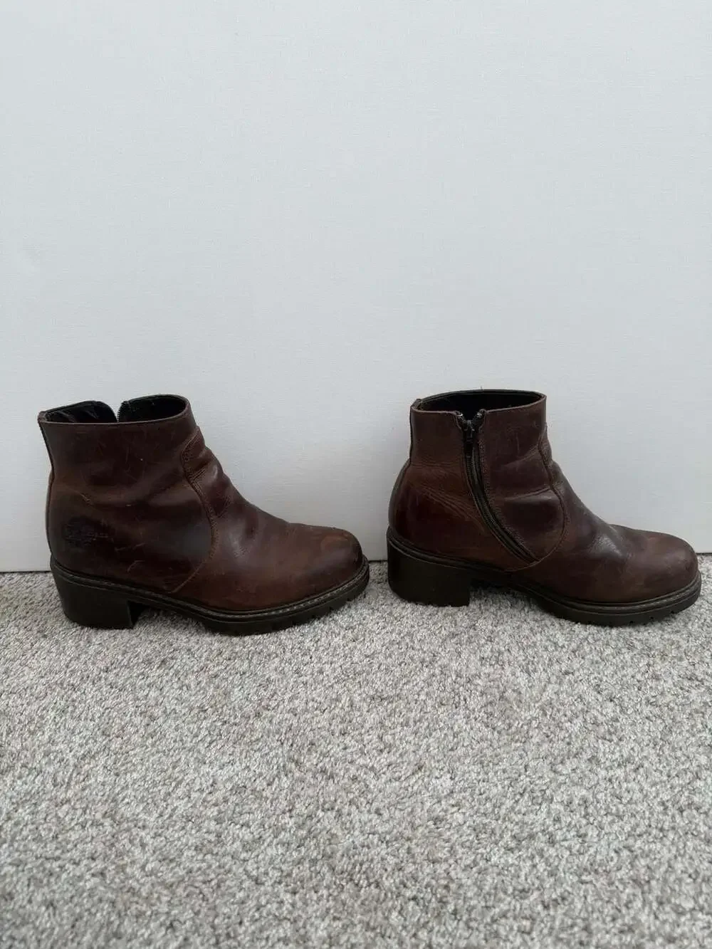 Havana Joe Women's Brown Leather Ankle Boots with Zip Closure and Block Heel, Si